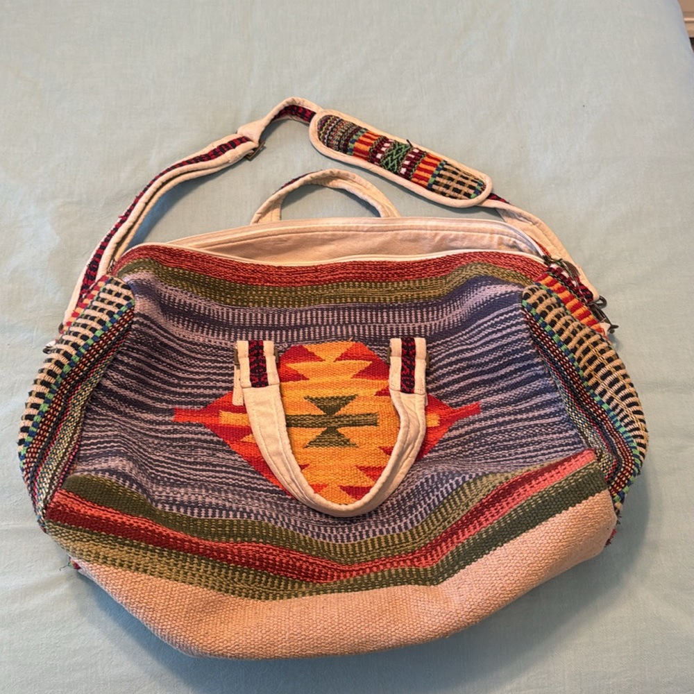 Boho Aztec Stitched Boston Duffle Bag - Picture 8 of 12